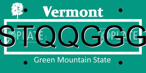 STQQGGG Vermont License Plate