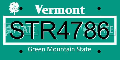 STR4786 Vermont License Plate