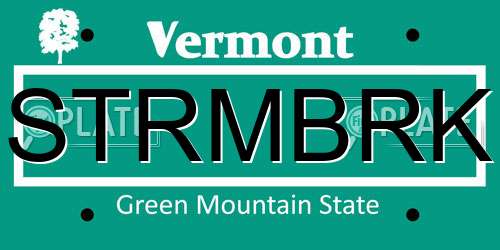 STRMBRK Vermont License Plate