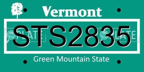 STS2835 Vermont License Plate