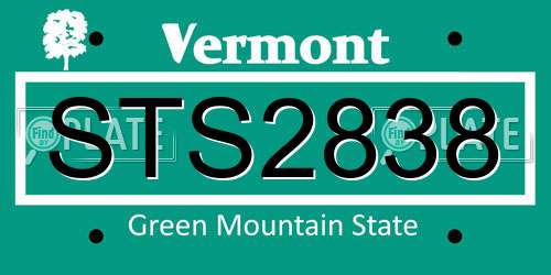 STS2838 Vermont License Plate