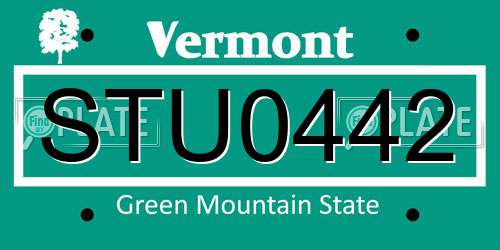 STU0442 Vermont License Plate