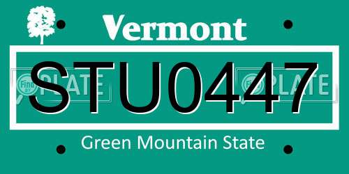 STU0447 Vermont License Plate