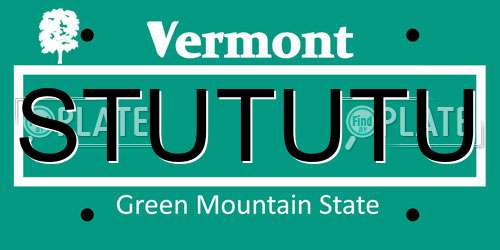STUTUTU Vermont License Plate