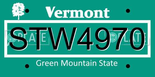 STW4970 Vermont License Plate
