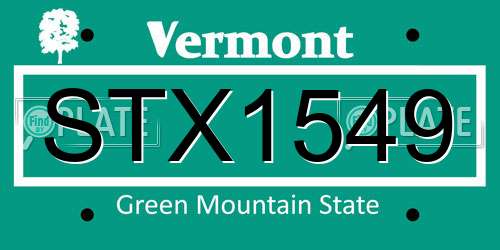 STX1549 Vermont License Plate