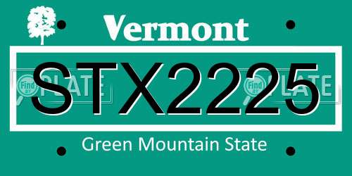 STX2225 Vermont License Plate
