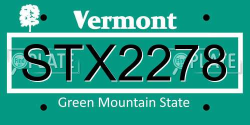 STX2278 Vermont License Plate