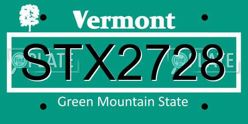 STX2728 Vermont License Plate