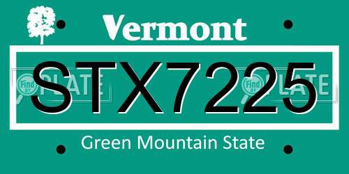 STX7225 Vermont License Plate