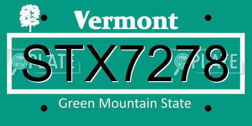 STX7278 Vermont License Plate