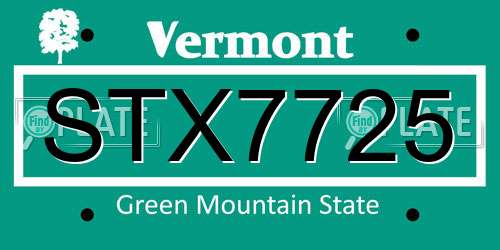 STX7725 Vermont License Plate