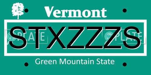 STXZZZS Vermont License Plate