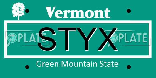 STYX Vermont License Plate