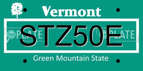 STZ50E Vermont License Plate