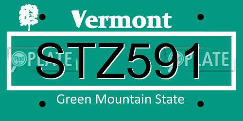 STZ591 Vermont License Plate