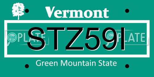 STZ59I Vermont License Plate