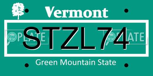 STZL74 Vermont License Plate