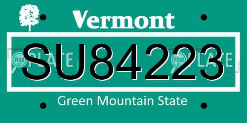 SU84223 Vermont License Plate