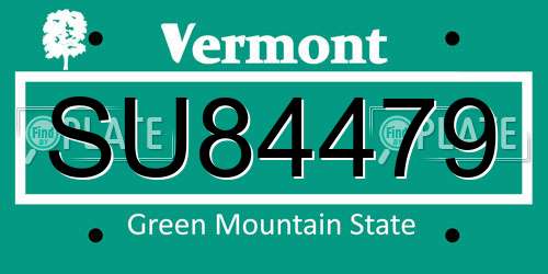 SU84479 Vermont License Plate