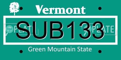 SUB133 Vermont License Plate