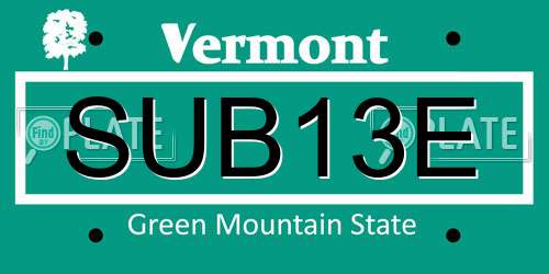 SUB13E Vermont License Plate