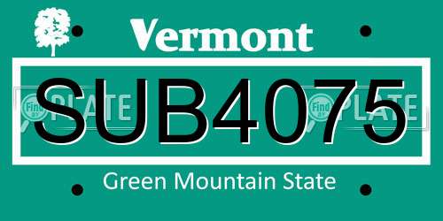 SUB4075 Vermont License Plate