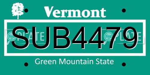 SUB4479 Vermont License Plate