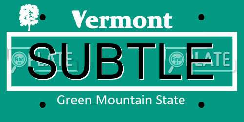 SUBTLE Vermont License Plate