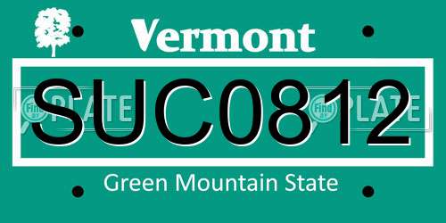 SUC0812 Vermont License Plate