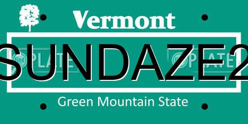 SUNDAZE2 Vermont License Plate