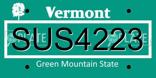 SUS4223 Vermont License Plate