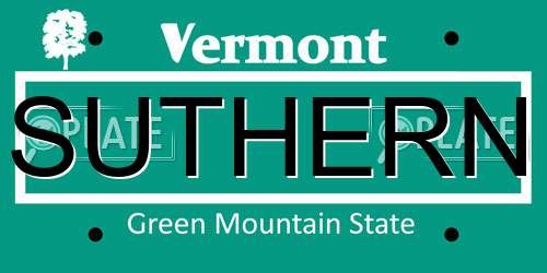 SUTHERN Vermont License Plate