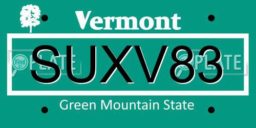SUXV83 Vermont License Plate