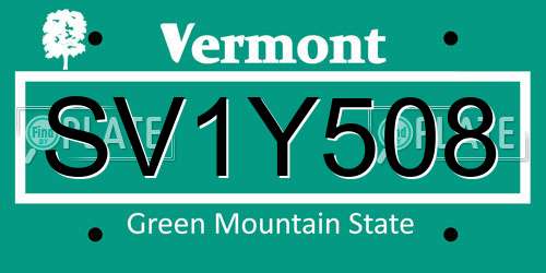 SV1Y508 Vermont License Plate
