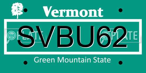 SVBU62 Vermont License Plate