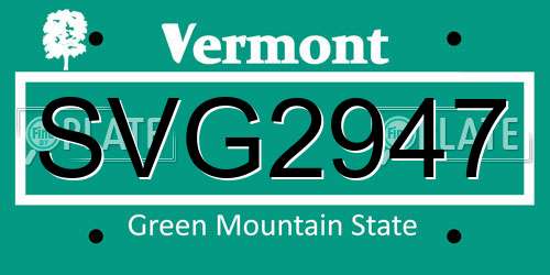 SVG2947 Vermont License Plate