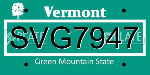 SVG7947 Vermont License Plate