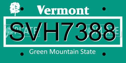 SVH7388 Vermont License Plate