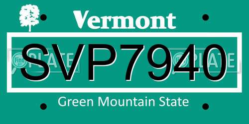 SVP7940 Vermont License Plate
