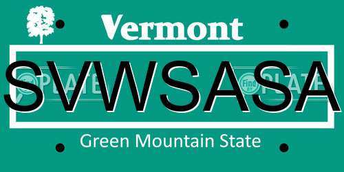 SVWSASA Vermont License Plate