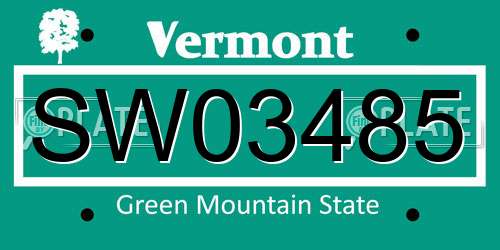 SW03485 Vermont License Plate
