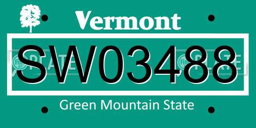 SW03488 Vermont License Plate