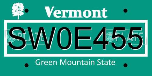 SW0E455 Vermont License Plate