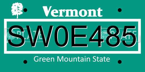 SW0E485 Vermont License Plate