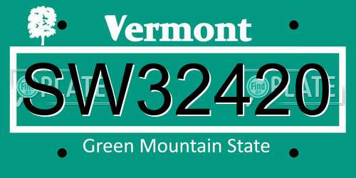 SW32420 Vermont License Plate