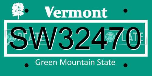 SW32470 Vermont License Plate