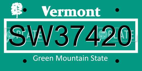 SW37420 Vermont License Plate