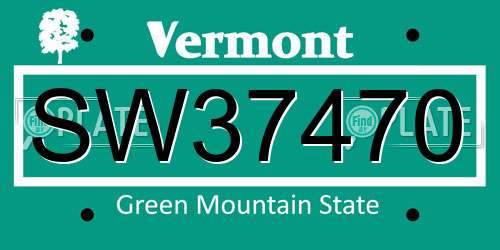 SW37470 Vermont License Plate