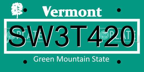 SW3T420 Vermont License Plate